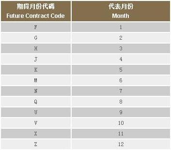 Future Contract Code 期货月份代码